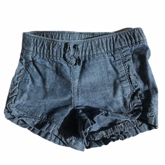 Old Navy Baby Girl Chambray Ruffle Shorts, 0-3m - Picture 1 of 7